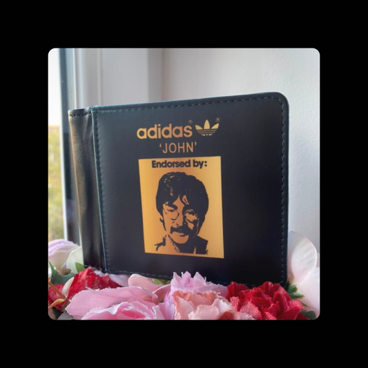 Adidas Endorsed By The Beatles John Lennon Black & Gold PU Material Wallet
