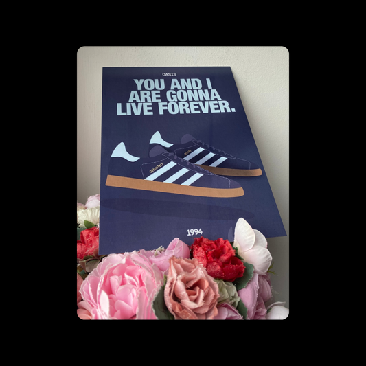Adidas Oasis You And I Are Gonna Live Forever Metal Bar Sign 15cm x 20cm