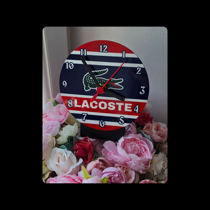Lacoste Navy, Red & White 80’s Football Casual Style Round MDF Desk Clock 12.7cm (5")