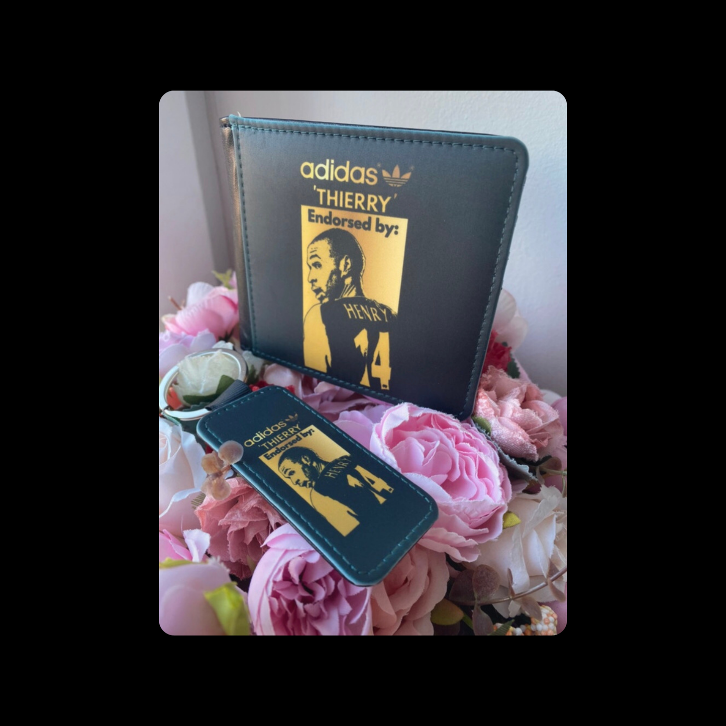 Adidas Endorsed By Thierry Henry Black & Gold PU Material Wallet & Keyring