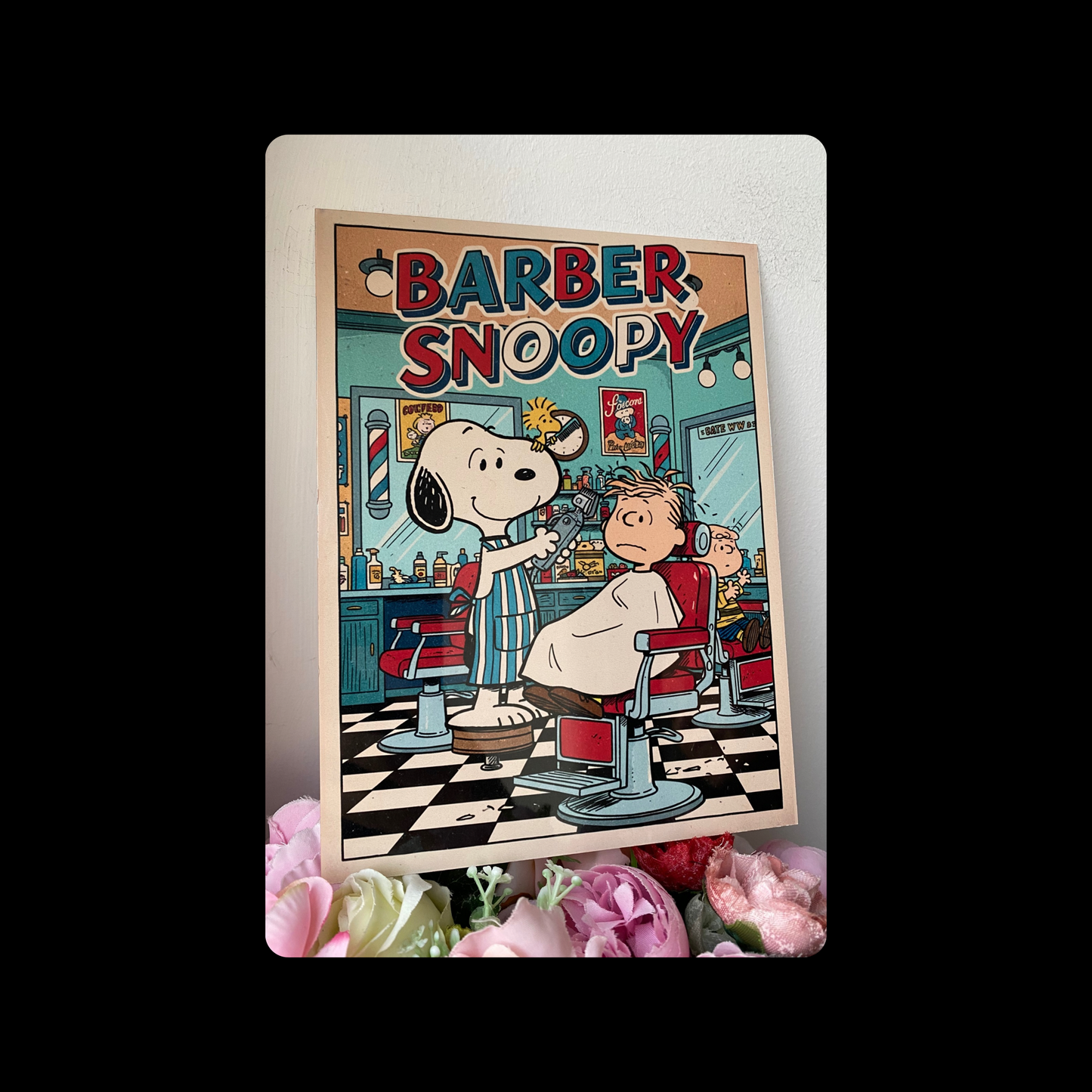 Snoopy Barber Metal Bar Sign 15cm x 20cm