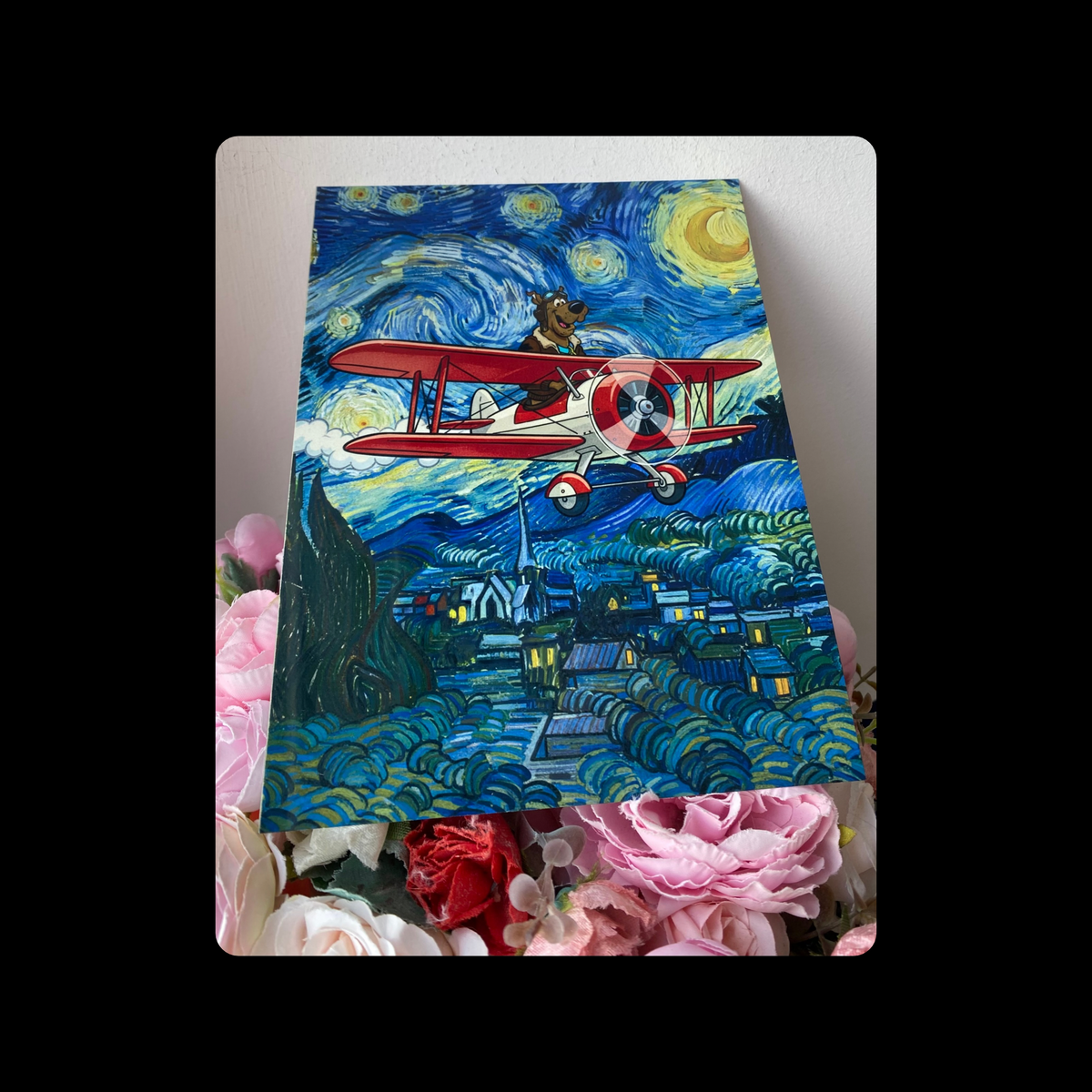 Scooby Doo Van Gogh Starry Night Plane NoMetal Bar Sign 15cm x 20cm