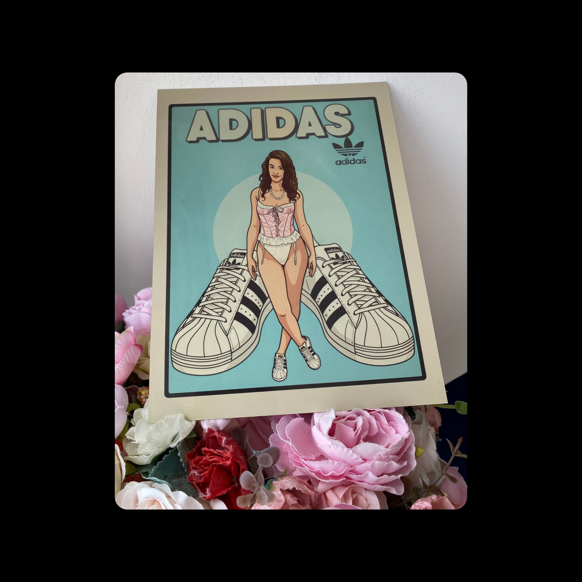 Adidas Superstars Pin Up Girl Metal Bar Sign 15cm x 20cm