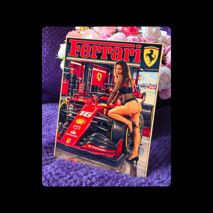 Ferrari F1 Formula One Pin Up Girl Metal Bar Sign 15cm x 20cm