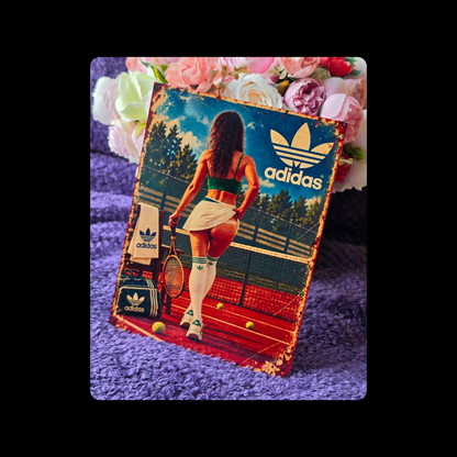 Adidas Tennis Pin Up Girl Metal Bar Sign 15cm x 20cm