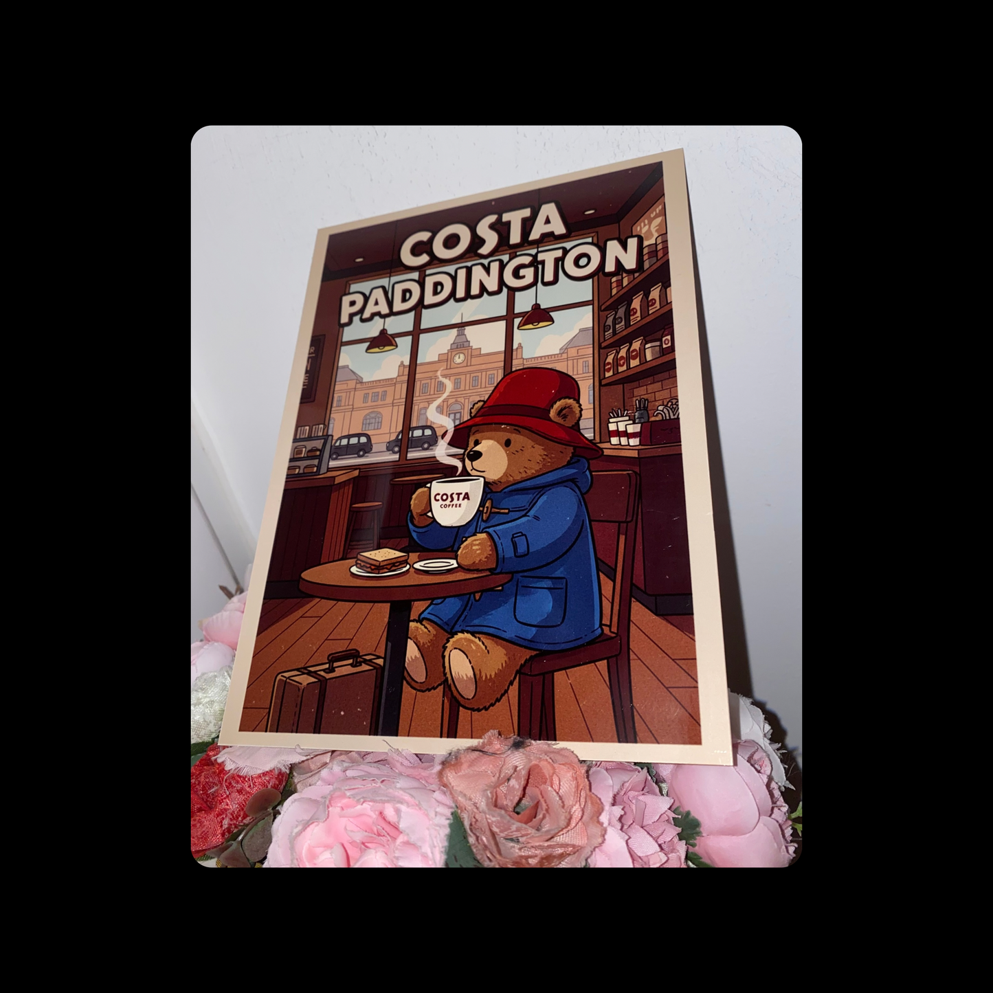 Paddington Bear Costa Coffee Metal Bar Sign 15cm x 20cm