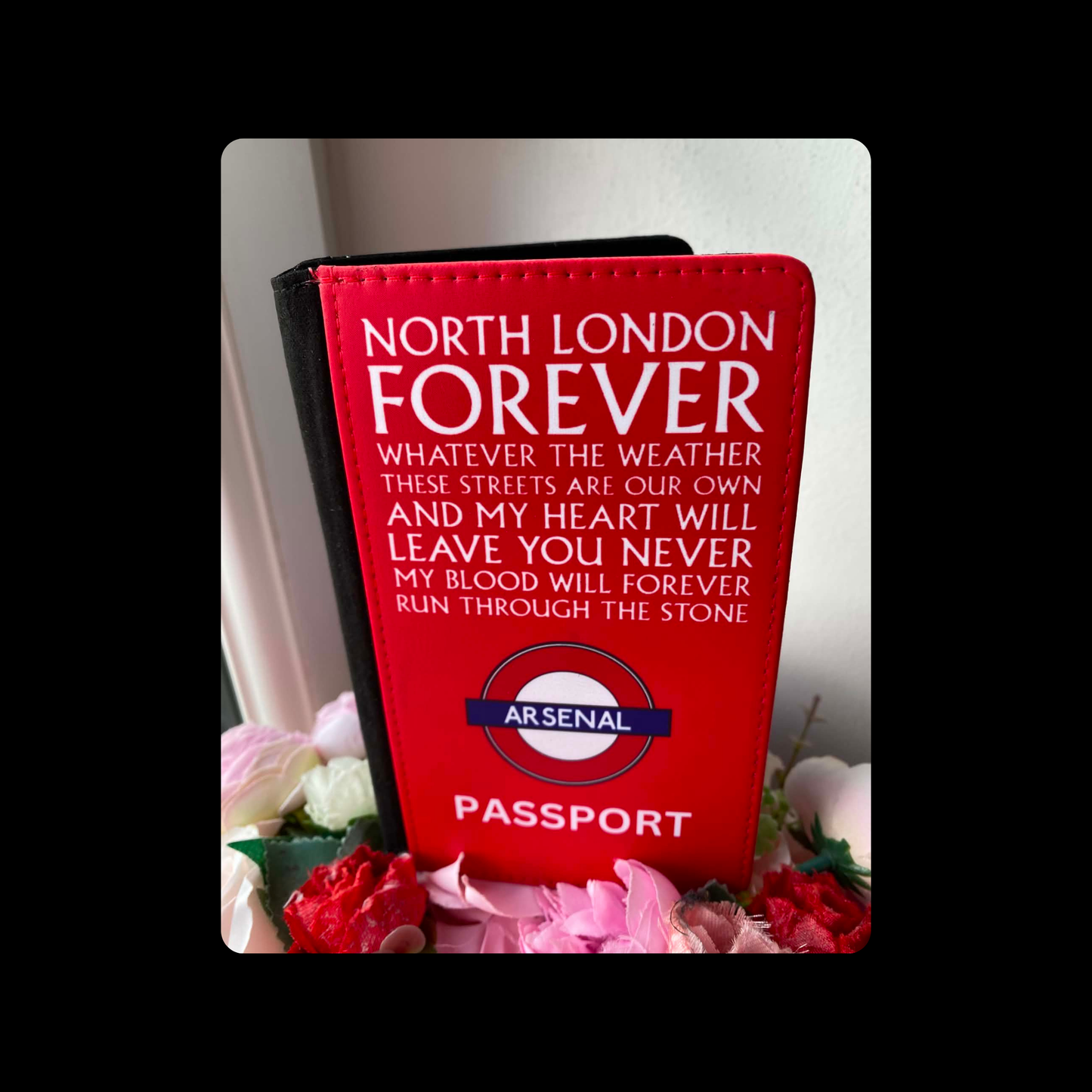 Arsenal North London Forever Lyrics Tube Sign PU Material Passport Holder