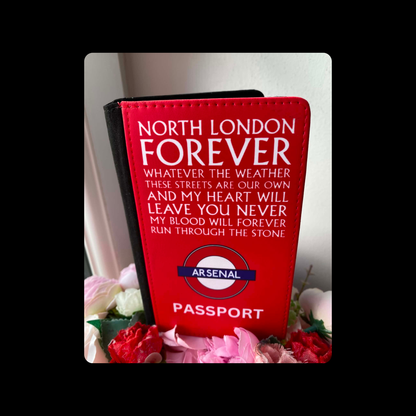 Arsenal North London Forever Lyrics Tube Sign PU Material Passport Holder