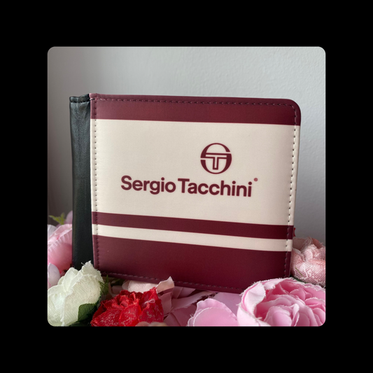 Sergio Tacchini Cream & Burgundy  80’s Football Casual Terrace Culture Style PU Material Wallet