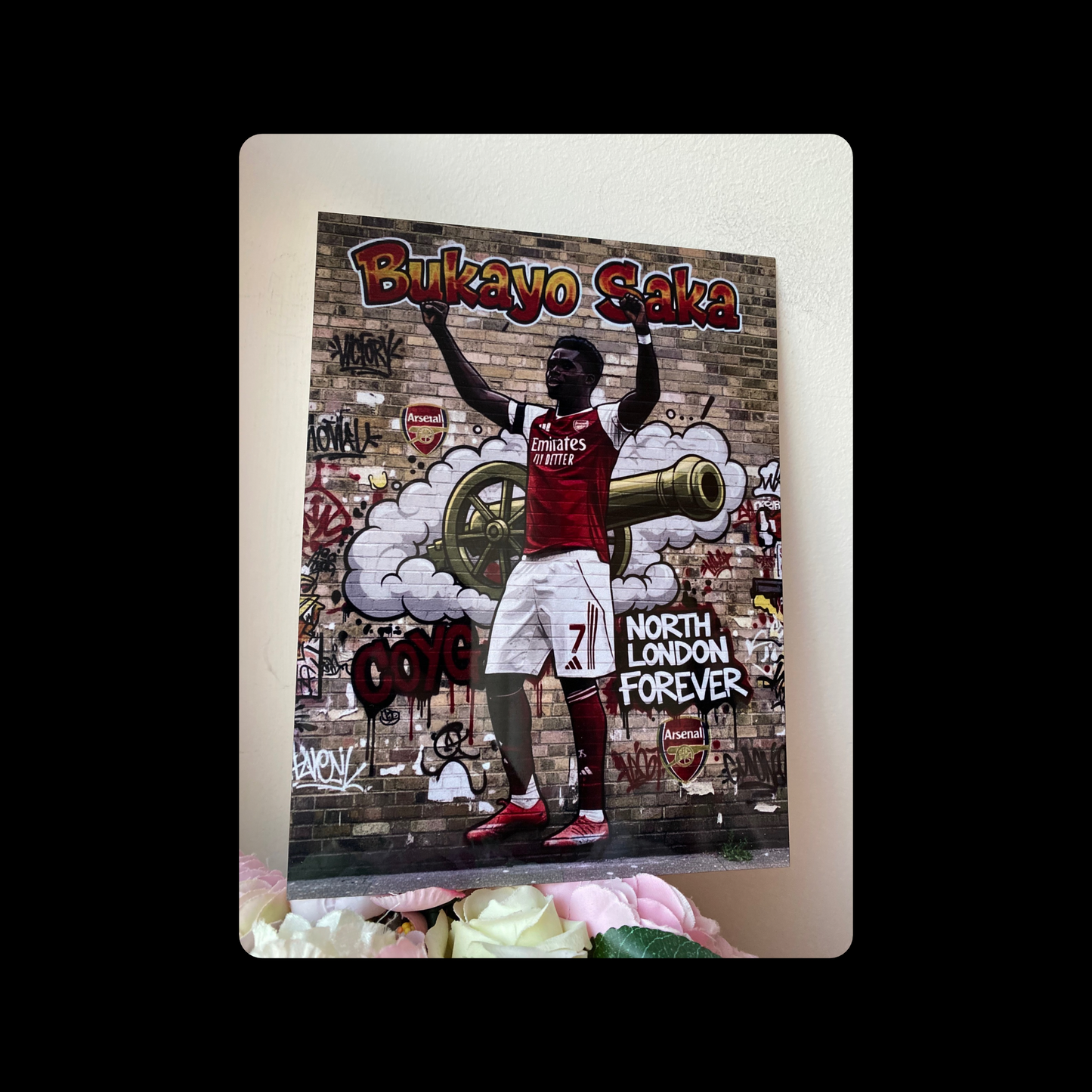 Arsenal Bukayo Saka Street Art Metal Bar Sign 15cm x 20cm