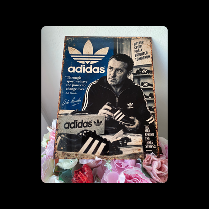 Adidas Adi Dassler Metal Bar Sign 15cm x 20cm