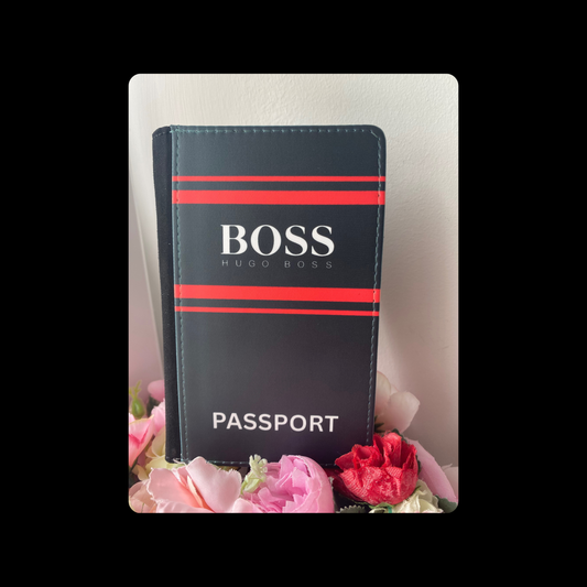 Hugo Boss Black & Red PU Material Passport Holder