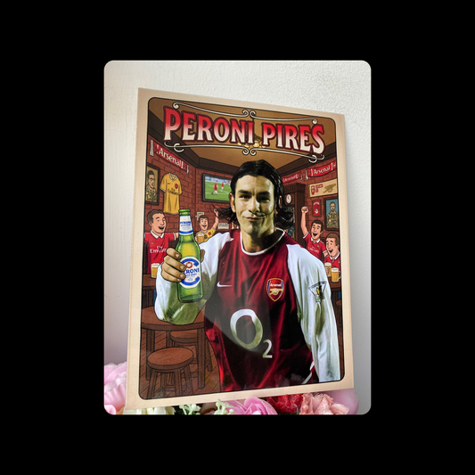Arsenal Peroni Pires (Robert Pires) Metal Bar Sign 15cm x 20cm