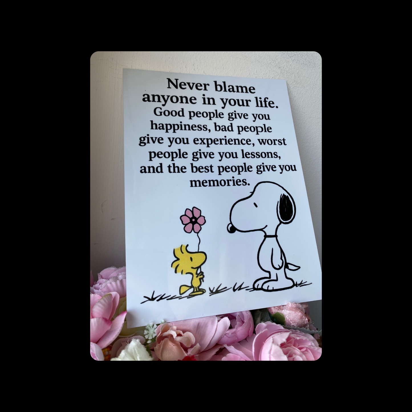 Snoopy Memories Quote Metal Bar Sign 15cm x 20cm