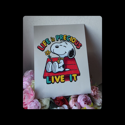 Snoopy Life Is Precious Metal Bar Sign 15cm x 20cm