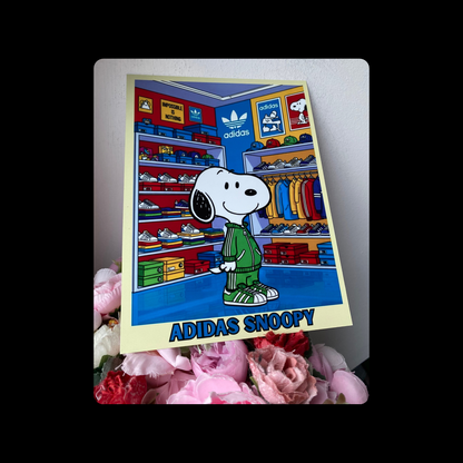 Snoopy Adidas Green Tracksuit Metal Bar Sign 15cm x 20cm