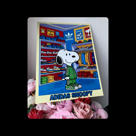 Snoopy Adidas Green Tracksuit Metal Bar Sign 15cm x 20cm