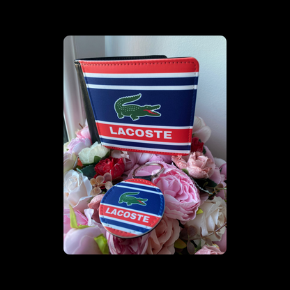 Lacoste Navy, Red & White 80’s Football Casual Style PU Material Wallet & Keyring