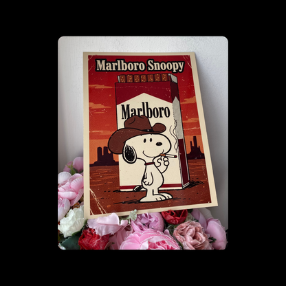 Snoopy Marlboro Cigarettes Rock Faces Background Metal Bar Sign 15cm x 20cm