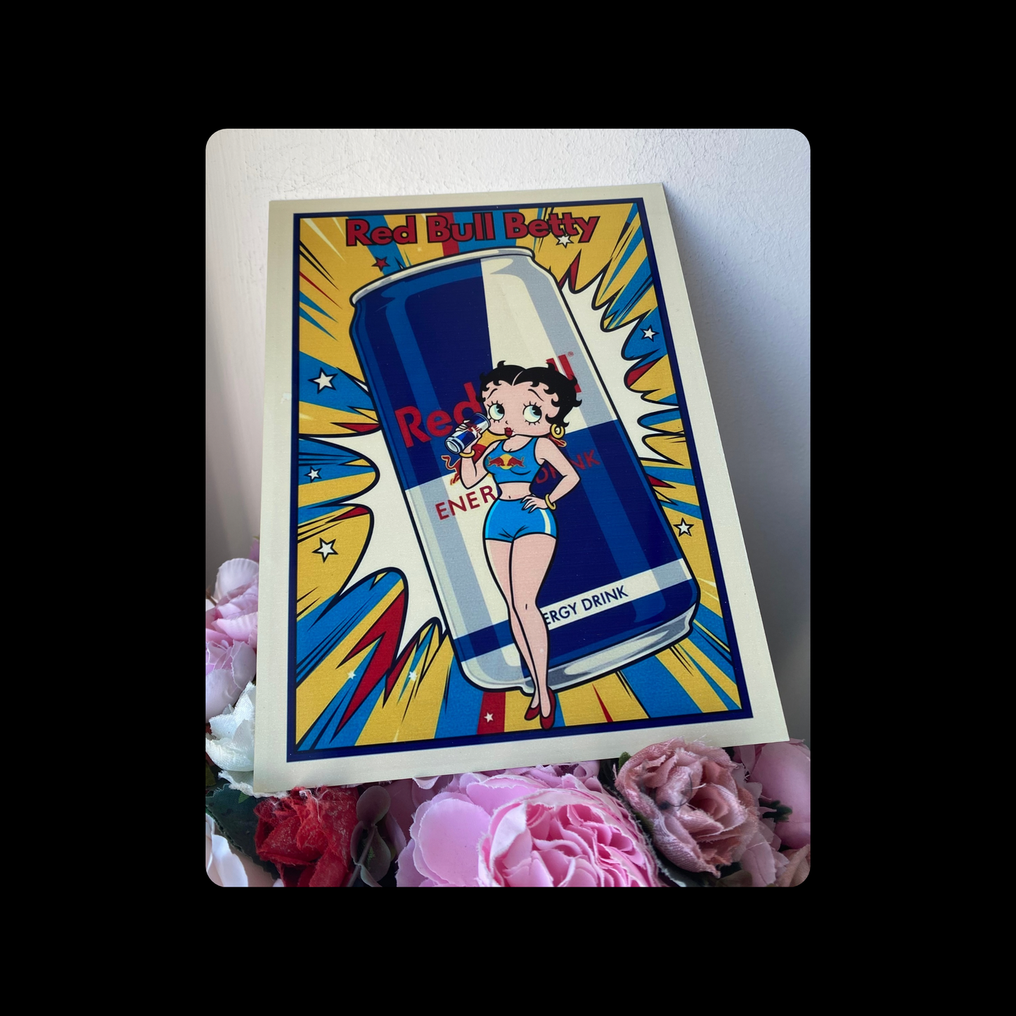 Betty Boop Red Bull Metal Bar Sign 15cm x 20cm
