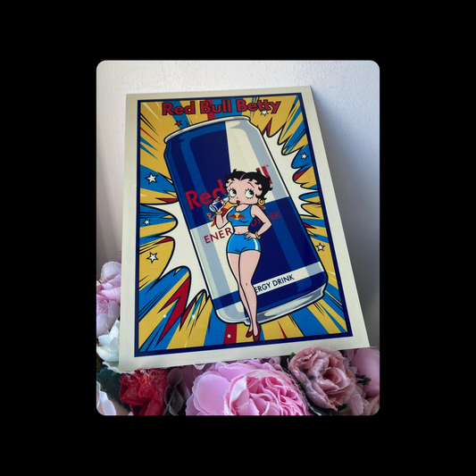 Betty Boop Red Bull Metal Bar Sign 15cm x 20cm