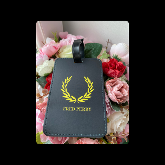 Fred Perry Black & Yellow PU Material Luggage Tag
