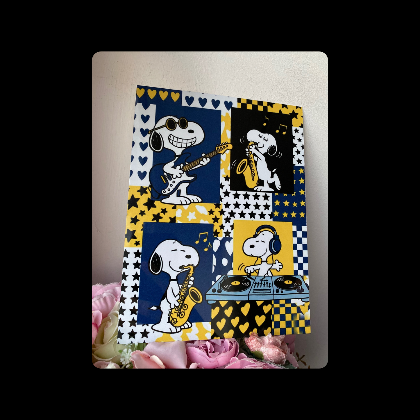 Snoopy Music 4 Image Bar Sign 15cm x 20cm