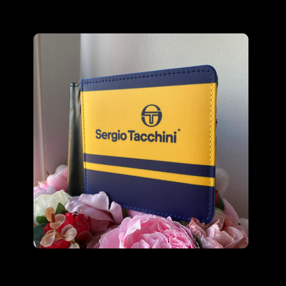 Sergio Tacchini Navy Blue & Yellow 80’s Football Casual Terrace Culture Style PU Material Wallet