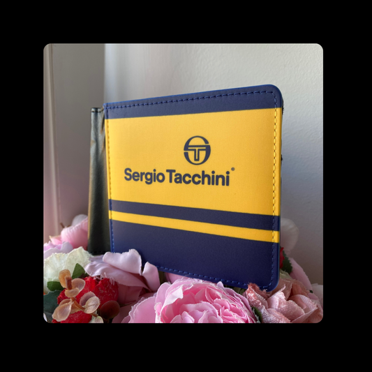 Sergio Tacchini Navy Blue & Yellow 80’s Football Casual Terrace Culture Style PU Material Wallet