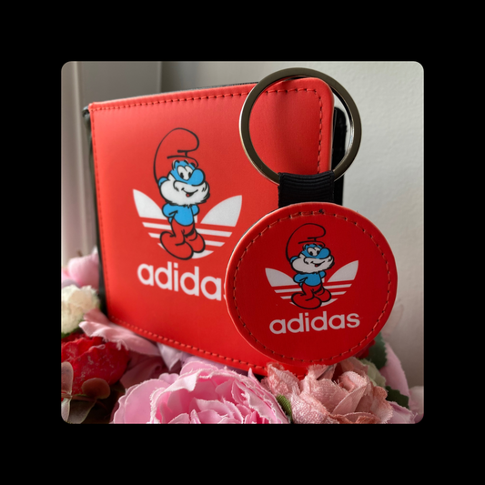 Adidas Papa Smurf Red PU Material Wallet & Keyring