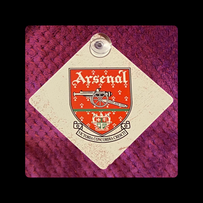 Arsenal 1990-1994 Badge Metal Window Sign 14cm x 14cm (Includes Suction Hook)