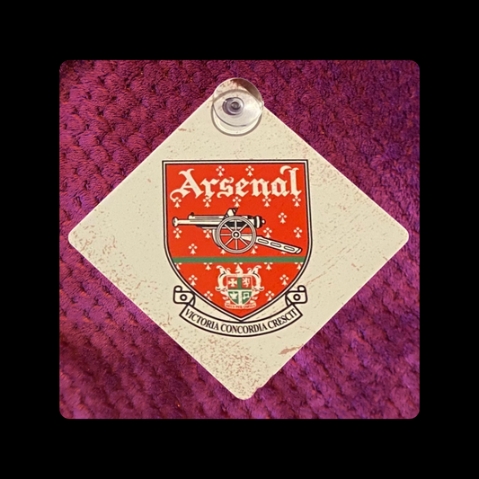 Arsenal 1990-1994 Badge Metal Window Sign 14cm x 14cm (Includes Suction Hook)