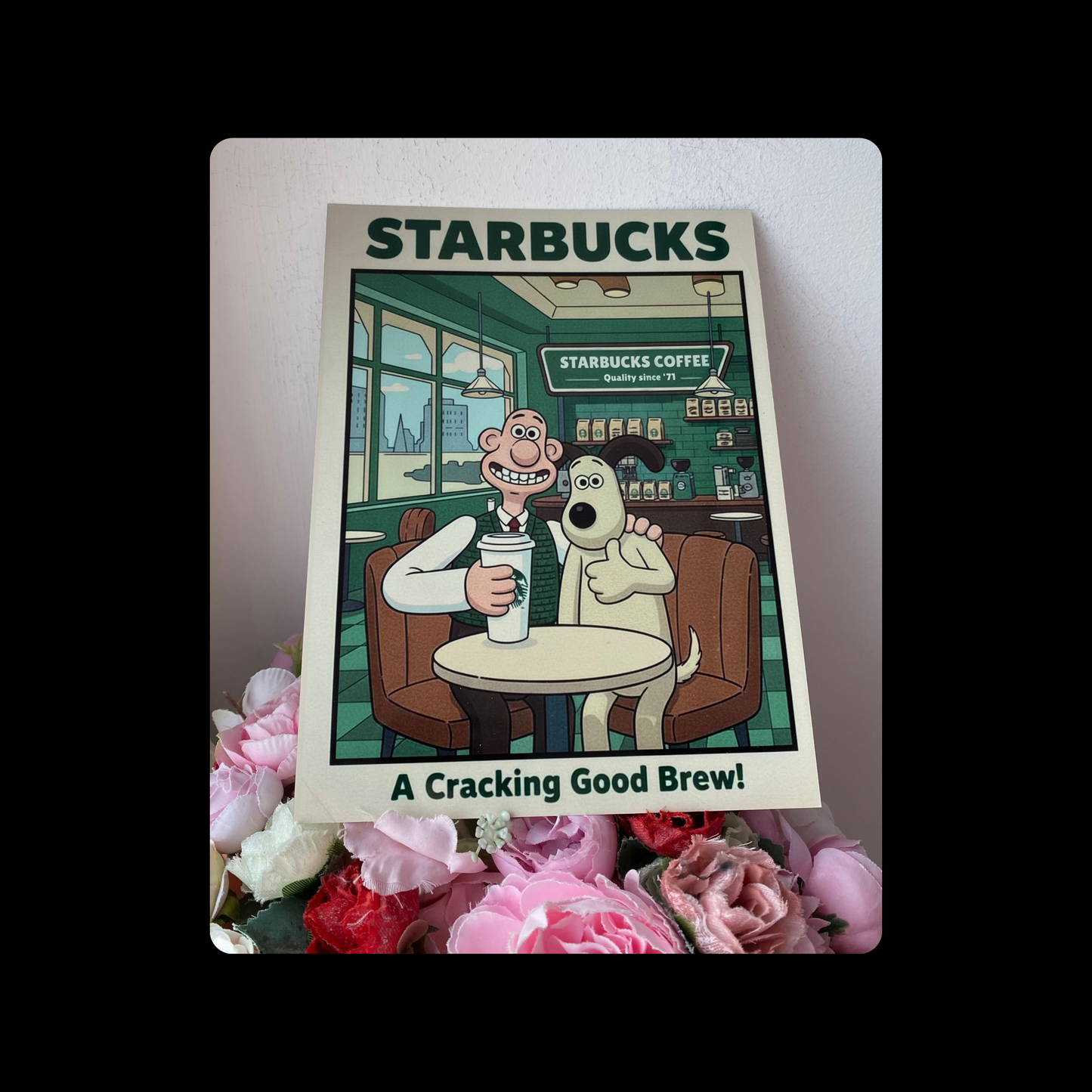 Wallace & Gromit Starbucks Metal Bar Sign 15cm x 20cm