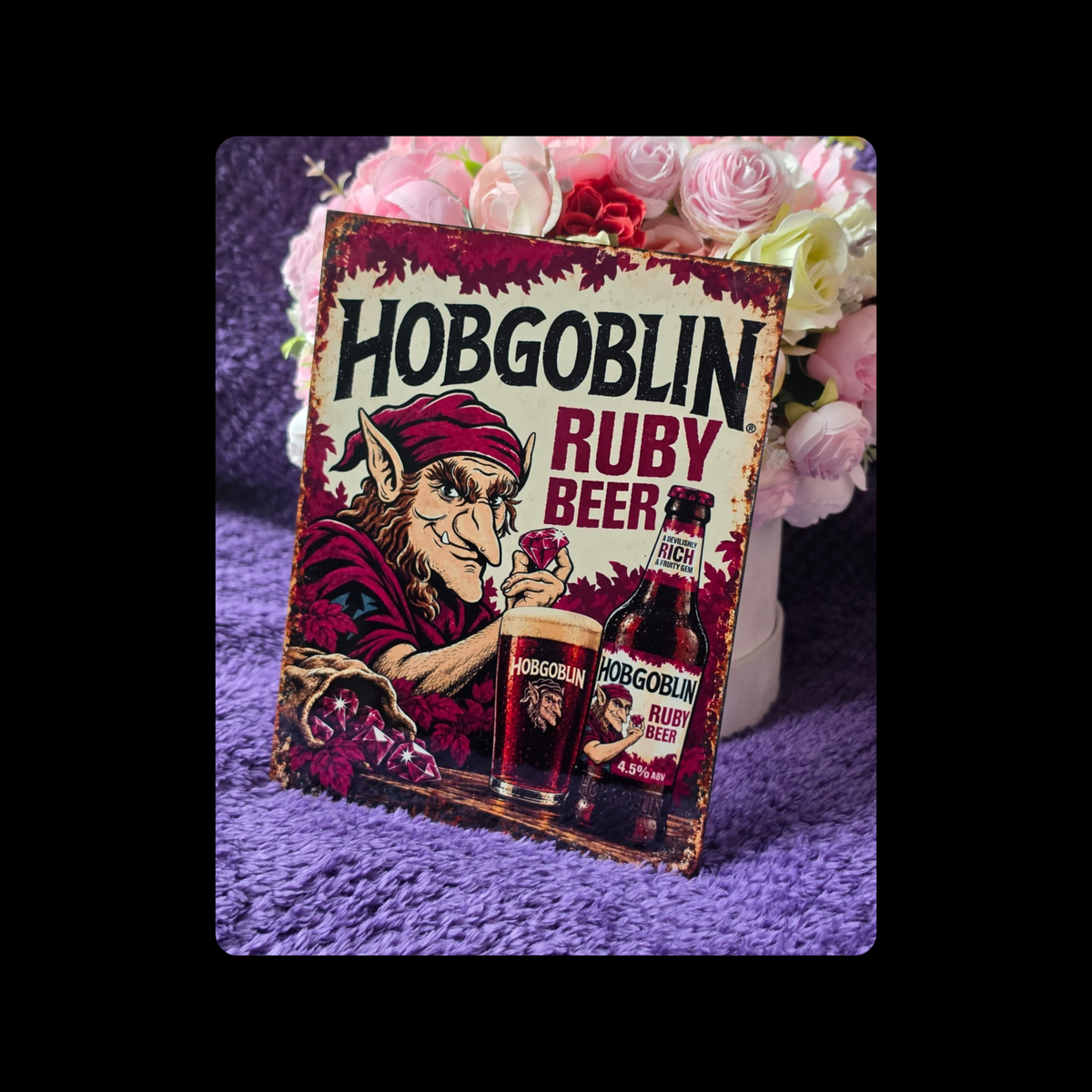 Hobgoblin Ruby Beer Metal Bar Sign 15cm x 20cm