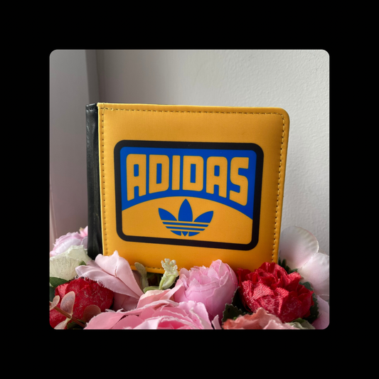 Adidas Retro Yellow PU Material Wallet 10cm x 9.5cm