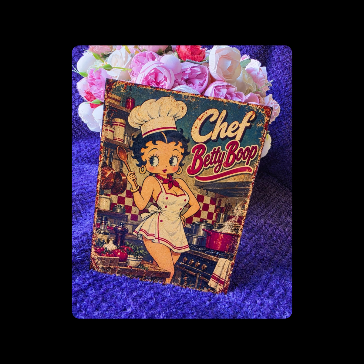 Betty Boop Chef Metal Bar Sign 15cm x 20cm