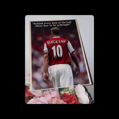 Arsenal Dennis Bergkamp Behind Every Kick Metal Bar Sign 15cm x 20cm