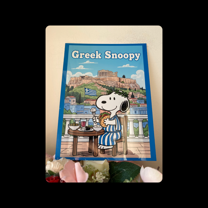 Snoopy Greece Metal Bar Sign 15cm x 20cm