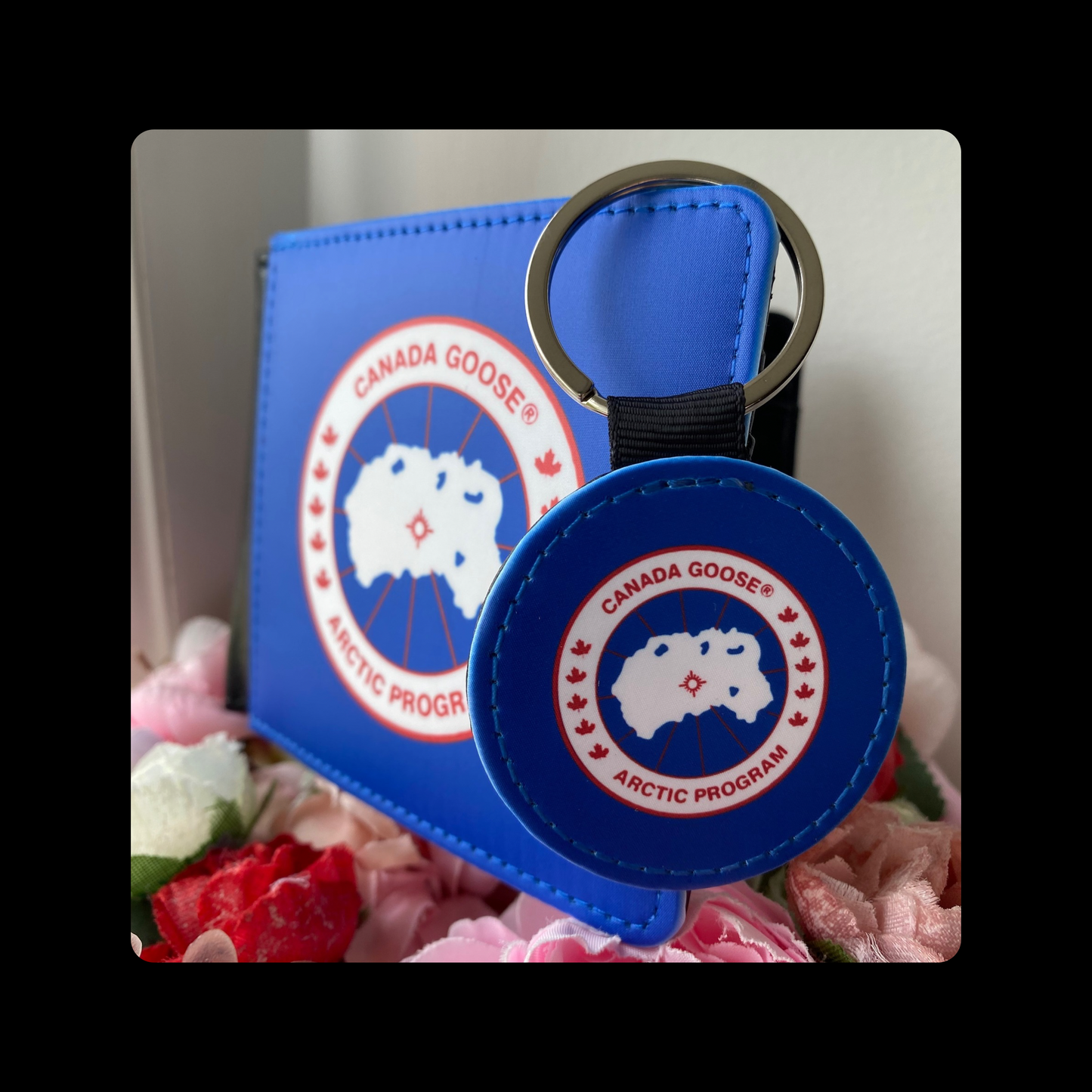 Canada Goose Blue PU Material Wallet & Keyring