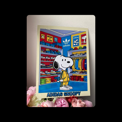 Snoopy Adidas Yellow Tracksuit Metal Bar Sign 15cm x 20cm