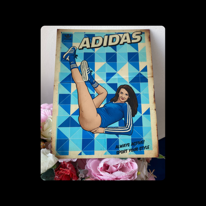 Adidas Pin Up Girl Always Active Metal Bar Sign 15cm x 20cm