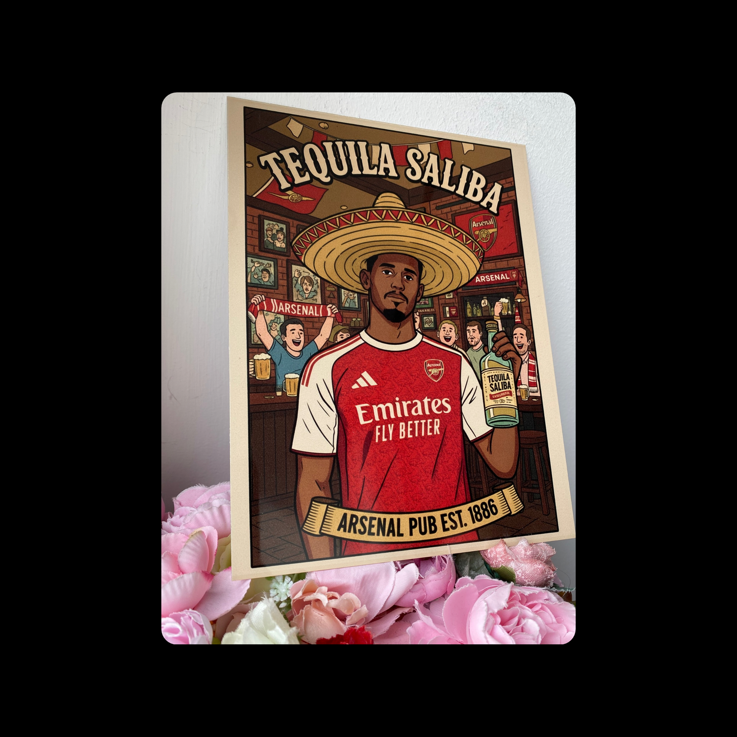 Arsenal Tequila Saliba Metal Bar Sign 15cm x 20cm