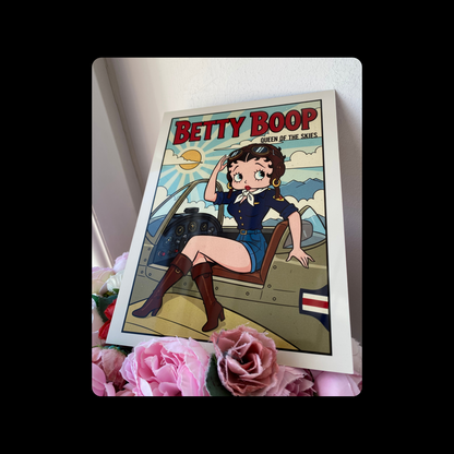 Betty Boop Queen Of The Skies Metal Bar Sign 15cm x 20cm
