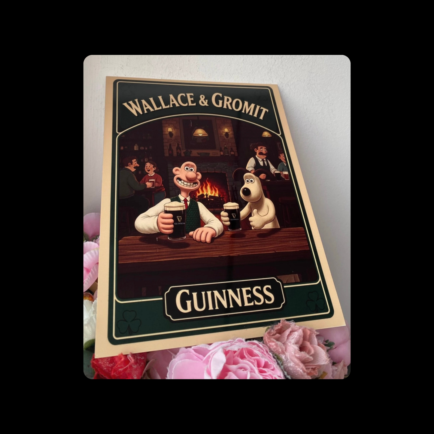 Wallace & Gromit Guinness Metal Bar Sign 15cm x 20cm