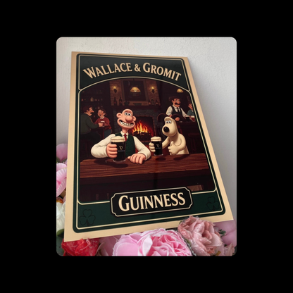 Wallace & Gromit Guinness Metal Bar Sign 15cm x 20cm