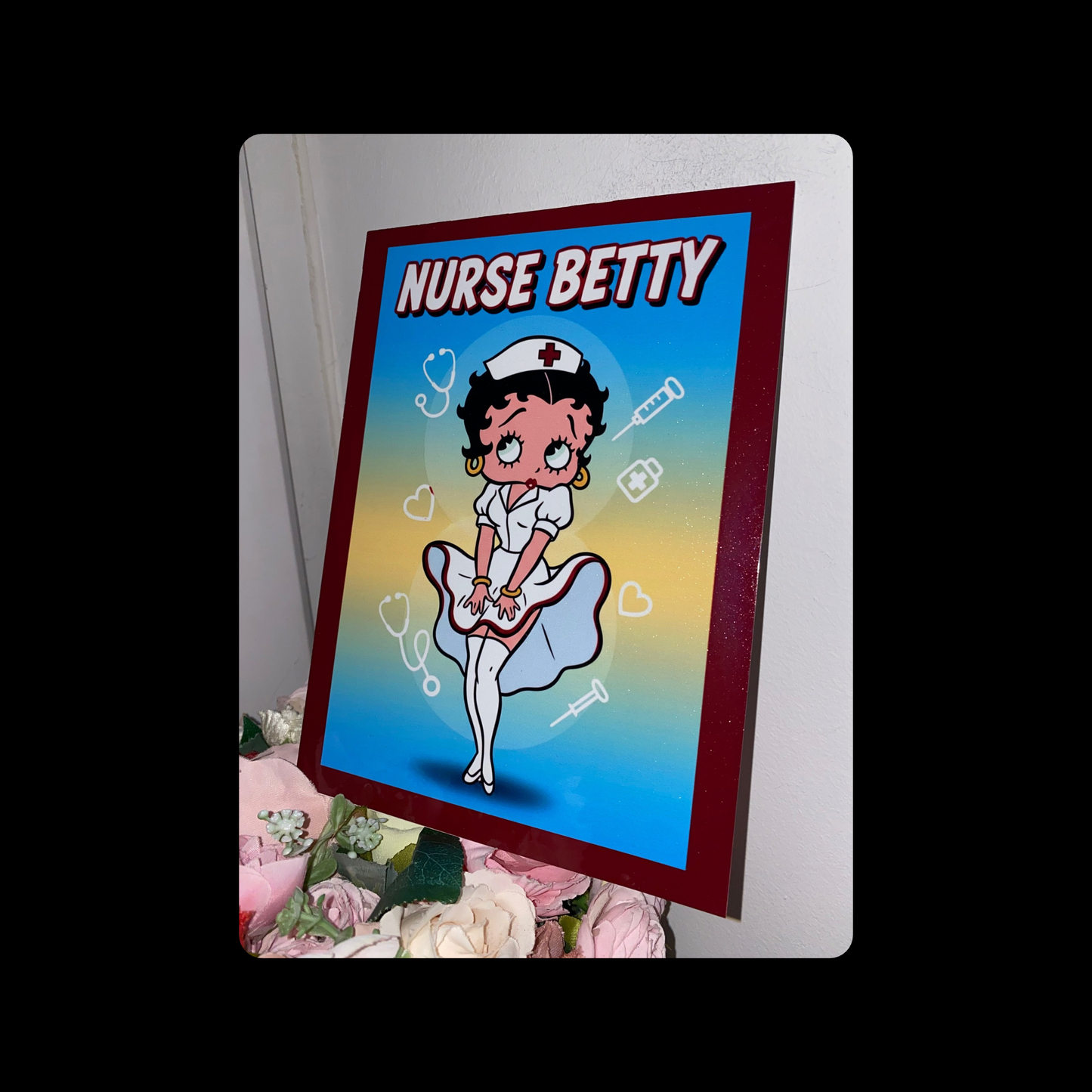 Betty Boop Nurse Metal Bar Sign 15cm x 20cm