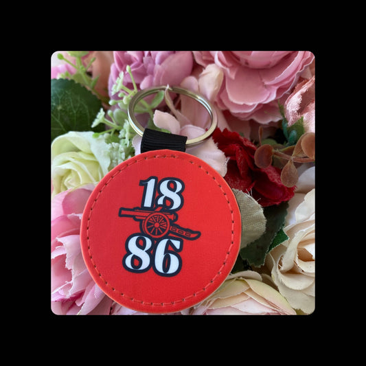 Arsenal 1886 & Cannon Red Round Keyring 5cm