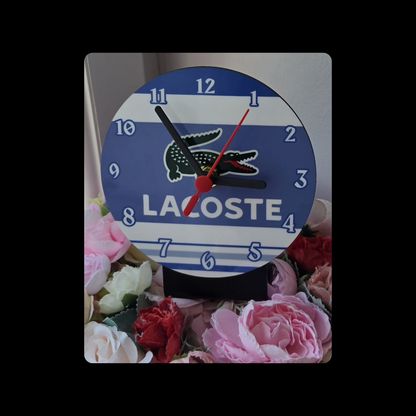 Lacoste White & Blue 80’s Football Casual Style Round MDF Desk Clock 12.7cm (5")