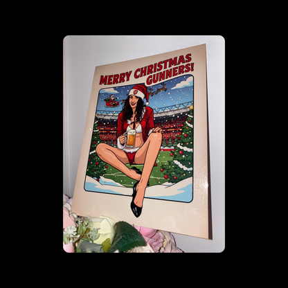 Arsenal Merry Christmas Gunners Pin Up Girl Metal Bar Sign 15cm x 20cm