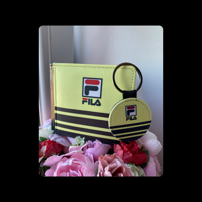 Fila Yellow & Black PU Material Wallet & Keyring